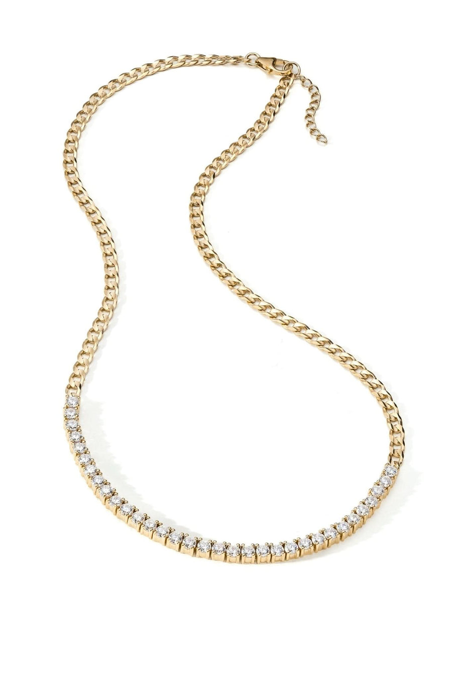 14ct Gold Plated Sterling Silver Cubic Zirconia Tennis Necklace