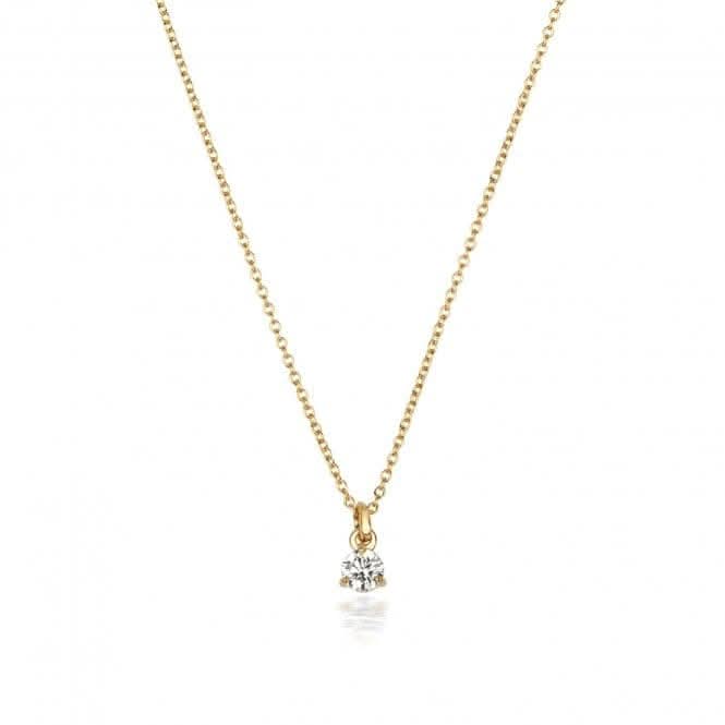 Diamond Jewellery 18CT Gold 0.10CT Diamond 3 Claw Necklace NDQ147