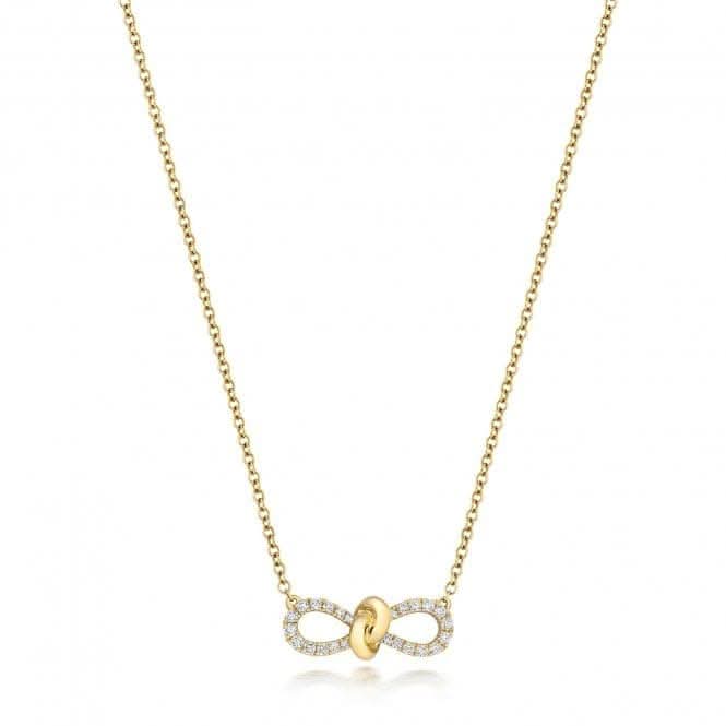 18ct Gold Diamond Bow 16/17Inch Necklace NDQ121Diamond JewelleryNDQ121
