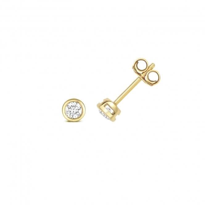 Diamond Jewellery 18ct Gold Diamond Rubover Stud Earrings EDQ349