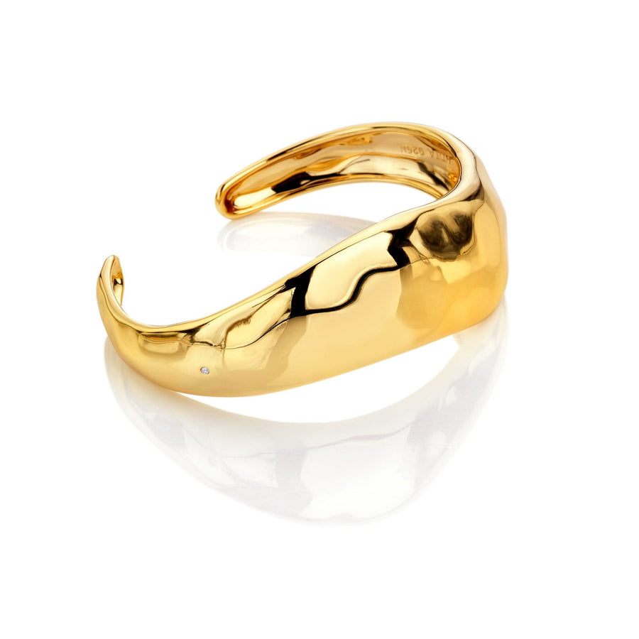 18ct Gold HD X TG Organic Wave Cuff Bangle DC206