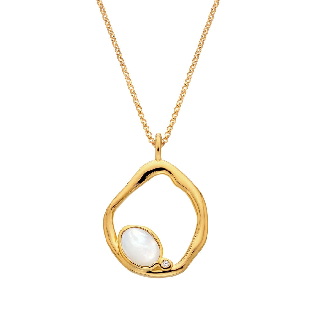 18ct Gold HDXGEM Offset Mother of Pearl Necklace DP1023