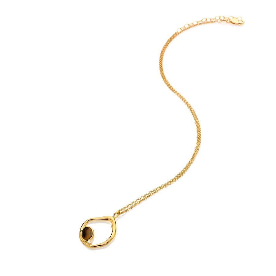 18ct Gold HDXGEM Offset Tigers Eye Necklace DP1025