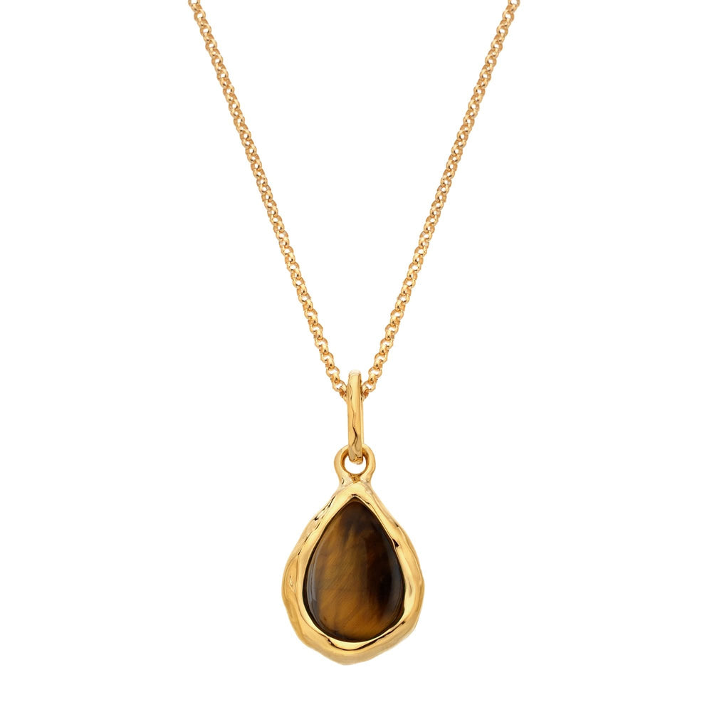 18ct Gold HDXGEM Teardrop Tigers Eye Necklace DP1028