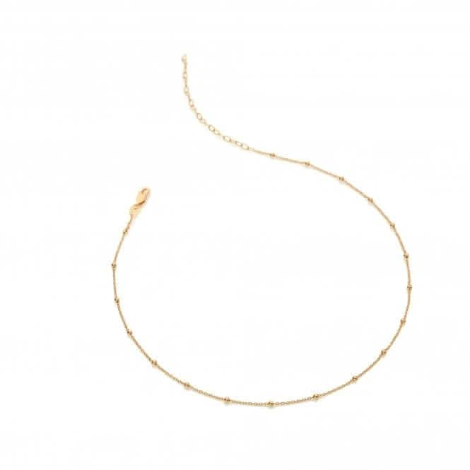 18ct Gold Plated Silver Embrace Beaded Cable Chain 32-39cm CH097