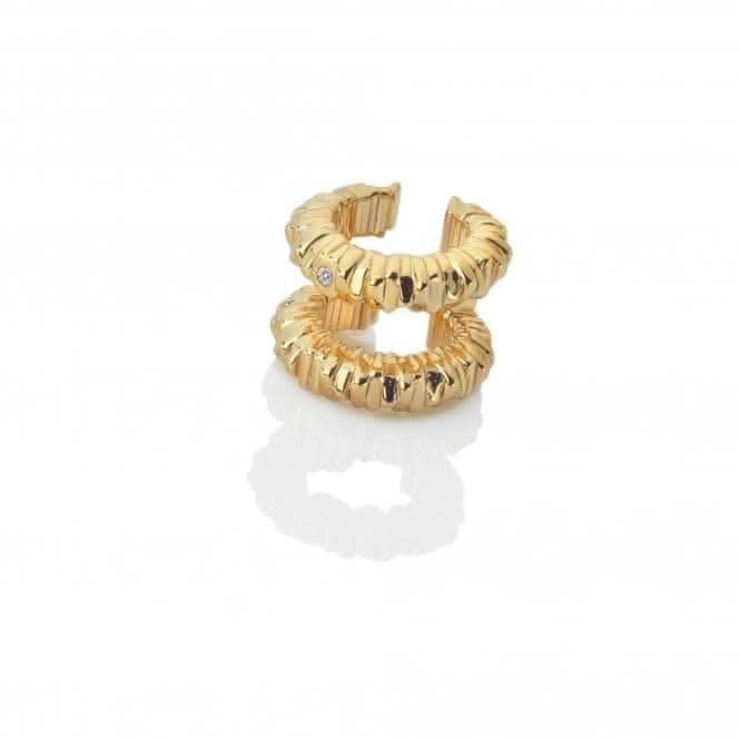 18ct Gold Plated Sterling Silver Believe Double Ear Cuff DE669