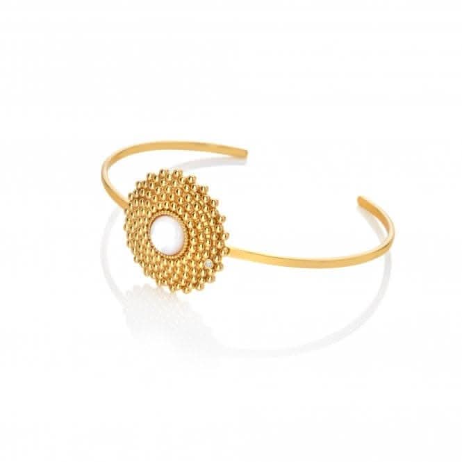 18ct Gold Plated Sterling Silver Blossom Mother of Pearl Bangle DC191