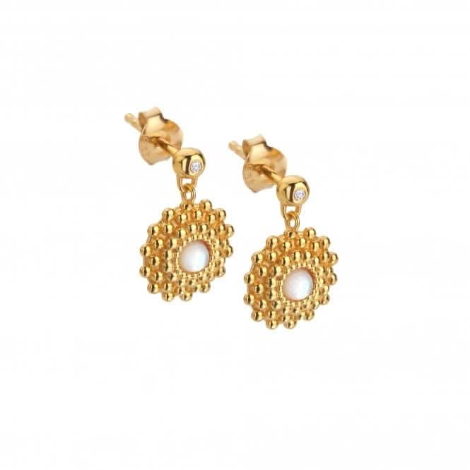 18ct Gold Plated Sterling Silver Blossom Mother of Pearl Earrings DE785