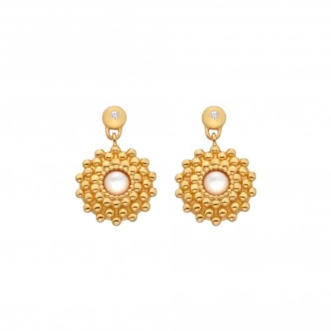 18ct Gold Plated Sterling Silver Blossom Mother of Pearl Earrings DE785Hot Diamonds x Jac JossaDE785