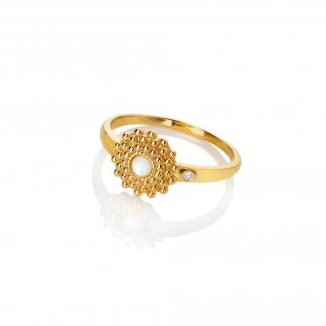 18ct Gold Plated Sterling Silver Blossom Mother of Pearl Ring DR280