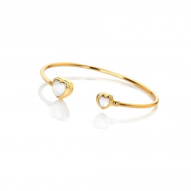18ct Gold Plated Sterling Silver Heart Mother of Pearl Bangle DC193