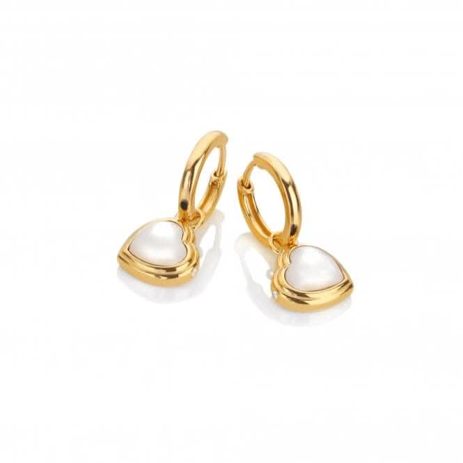 18ct Gold Plated Sterling Silver Heart Mother of Pearl Earrings DE791