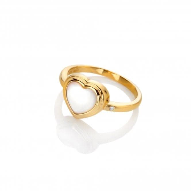 18ct Gold Plated Sterling Silver Heart Mother of Pearl Ring DR284