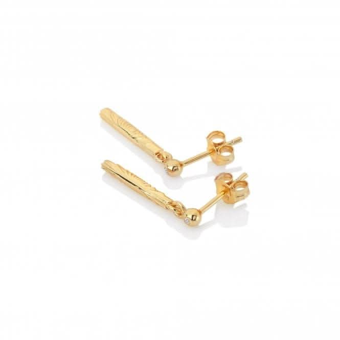 18ct Gold Plated Sterling Silver Hope Bar Drop Earrings DE680