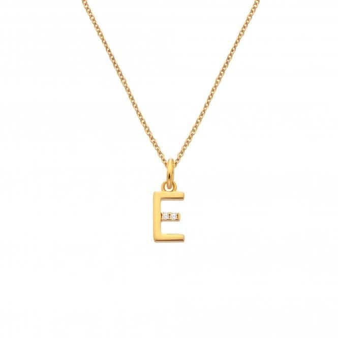 18ct Gold Plated Sterling Silver Letter E Pendant DP943Hot Diamonds x Jac JossaDP943
