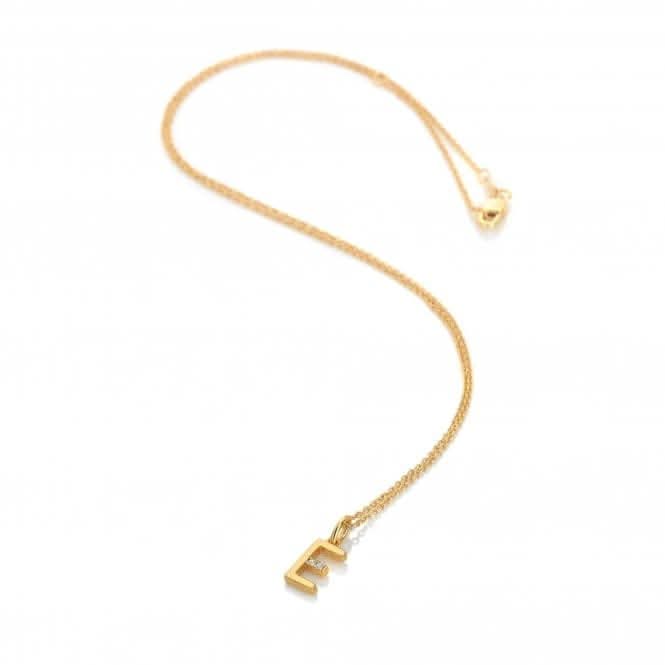 18ct Gold Plated Sterling Silver Letter E Pendant DP943