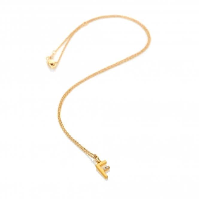 18ct Gold Plated Sterling Silver Letter F Pendant DP944