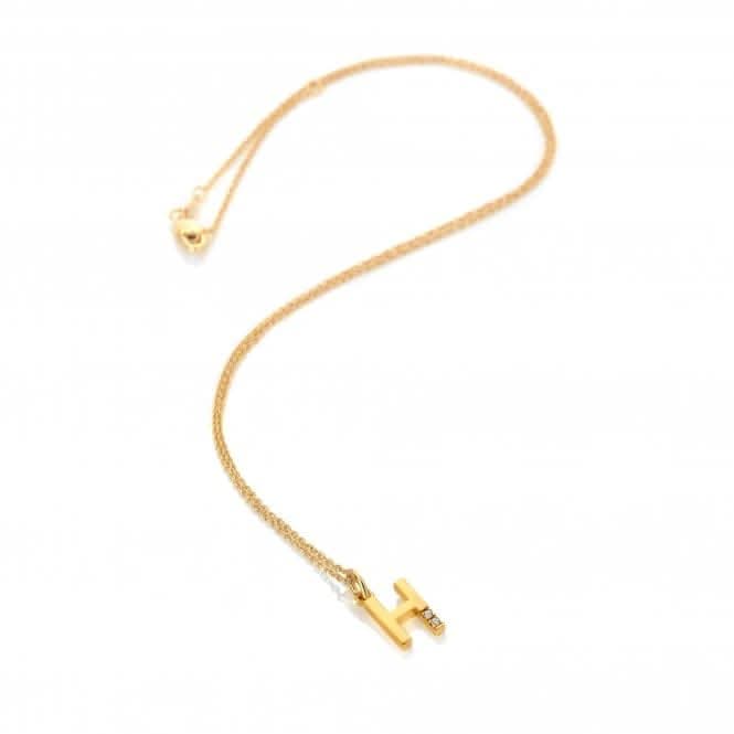 18ct Gold Plated Sterling Silver Letter H Pendant DP946