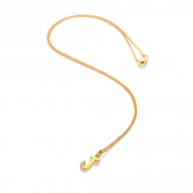 18ct Gold Plated Sterling Silver Letter J Pendant DP948