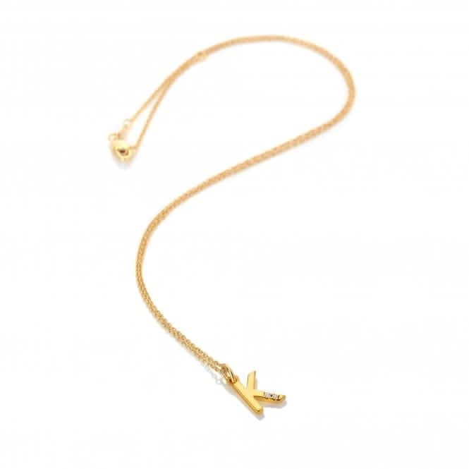 18ct Gold Plated Sterling Silver Letter K Pendant DP949