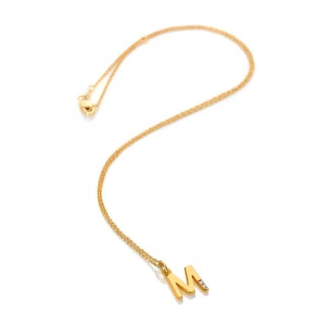 18ct Gold Plated Sterling Silver Letter M Pendant DP951