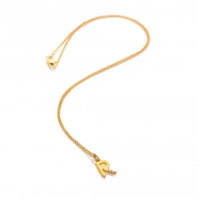 18ct Gold Plated Sterling Silver Letter R Pendant DP956