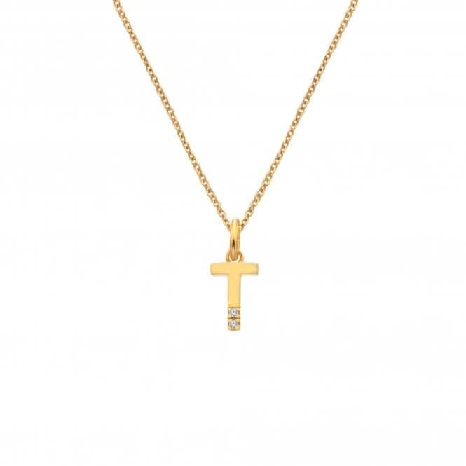 18ct Gold Plated Sterling Silver Letter T Pendant DP958Hot Diamonds x Jac JossaDP958