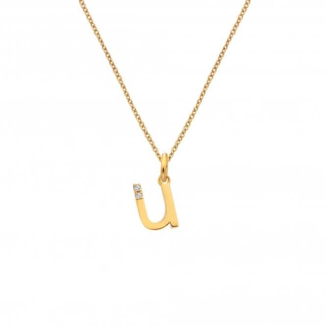 18ct Gold Plated Sterling Silver Letter U Pendant DP959Hot Diamonds x Jac JossaDP959