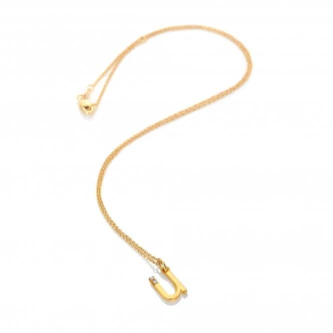 18ct Gold Plated Sterling Silver Letter U Pendant DP959