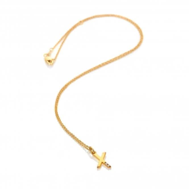 18ct Gold Plated Sterling Silver Letter X Pendant DP962