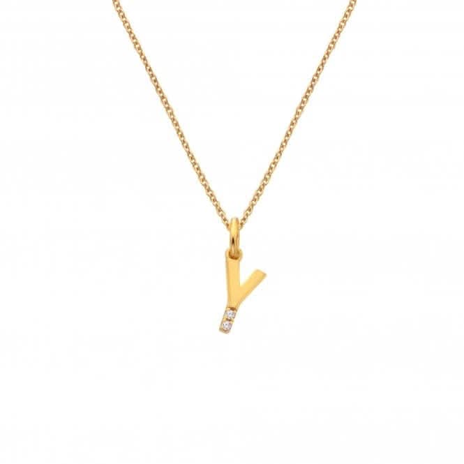 18ct Gold Plated Sterling Silver Letter Y Pendant DP963Hot Diamonds x Jac JossaDP963
