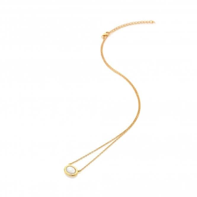 18ct Gold Plated Sterling Silver Oval Mother of Pearl Necklace DN200