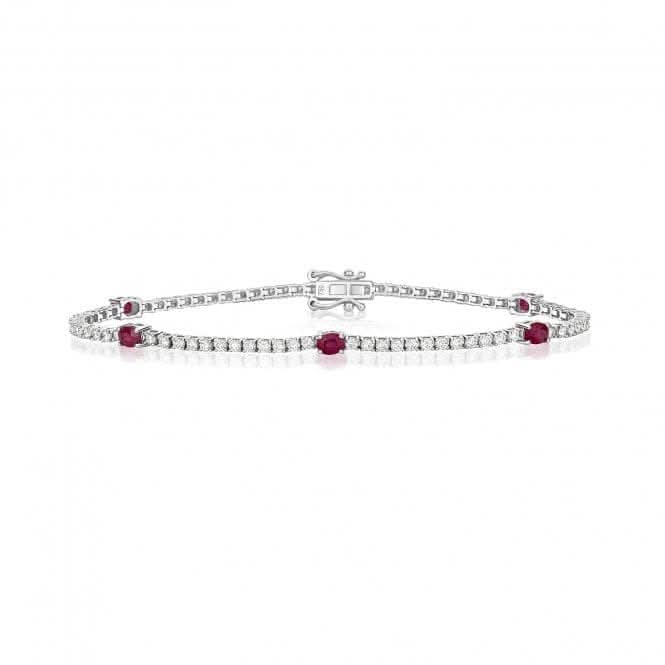 18ct White Gold Diamond And Ruby Bracelet BDQ202WR
