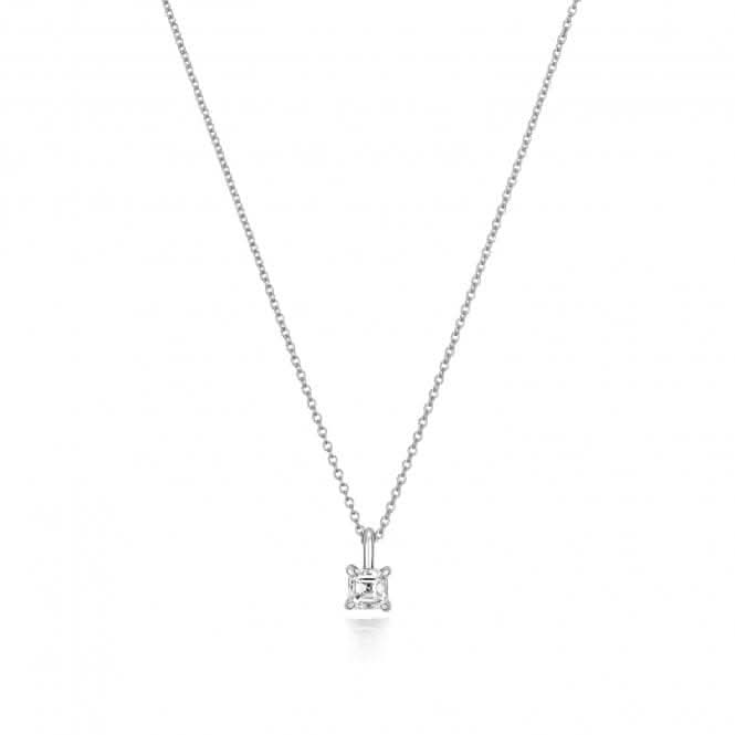 Diamond Jewellery 18ct White Gold Asscher Cut Diamond Necklace NDQ161W