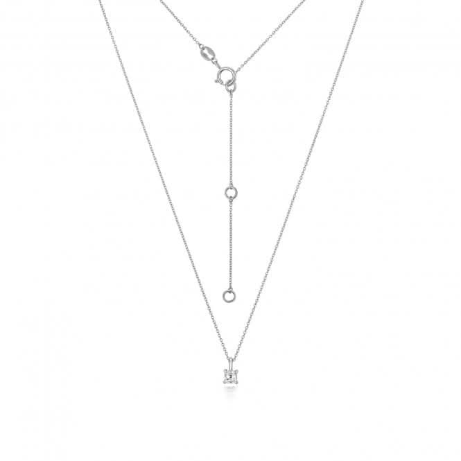 Diamond Jewellery 18ct White Gold Asscher Cut Diamond Necklace NDQ161W