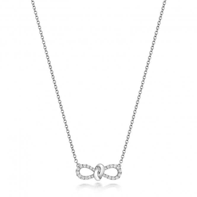 18ct White Gold Diamond Bow 16/17Inch Necklace NDQ121WDiamond JewelleryNDQ121W