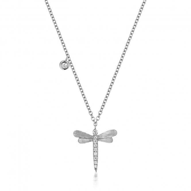 Diamond Jewellery 18ct White Gold Diamond Dragonfly Necklace NDQ141W