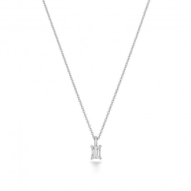 18ct White Gold Diamond Emerald Cut Necklace NDQ158WDiamond JewelleryNDQ158W
