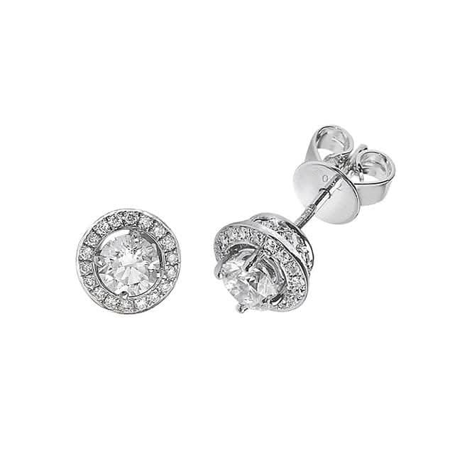 18ct White Gold Diamond Halo Earrings EDQ198WDiamond JewelleryEDQ198W