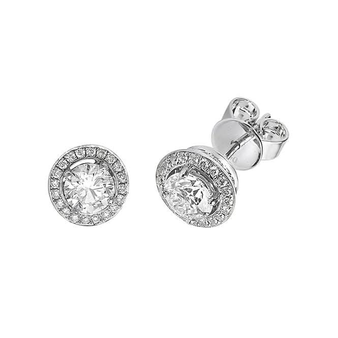 Diamond Jewellery 18K White Gold Diamond Halo Earrings EDQ199W
