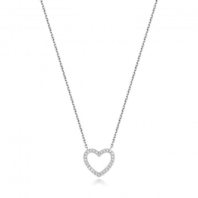 18ct White Gold Diamond Heart Necklace NDQ125WDiamond JewelleryNDQ125W