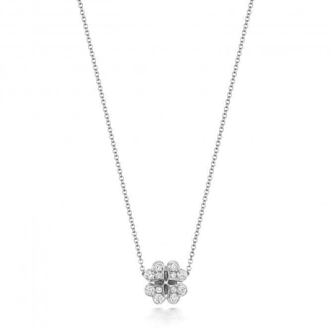18ct White Gold Diamond Large Clover 16/17Inch Necklace NDQ118WDiamond JewelleryNDQ118W