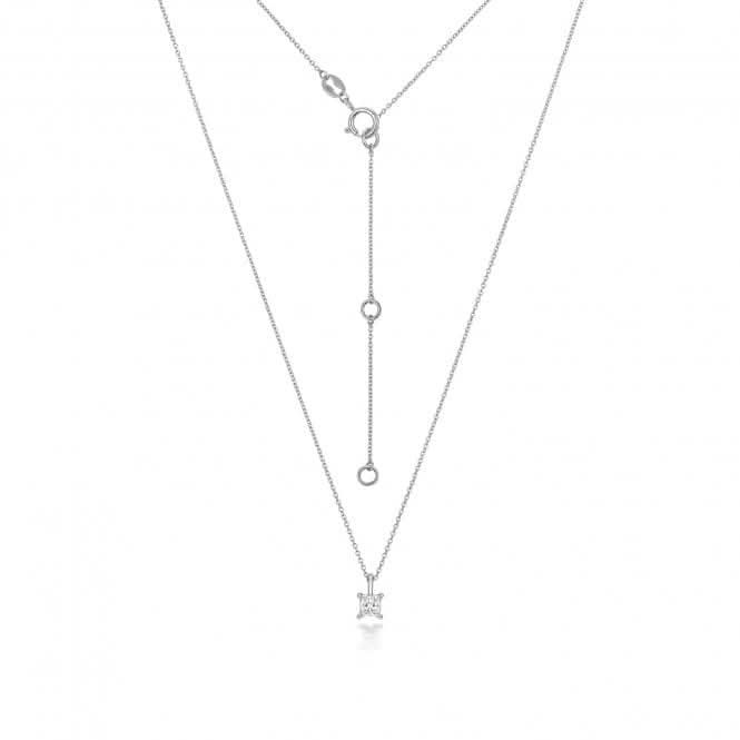 18ct White Gold Diamond Princess Cut Necklace NDQ162WDiamond JewelleryNDQ162W