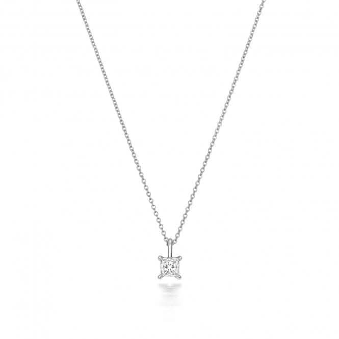 Diamond Jewellery 18ct White Gold Princess Cut Diamond Necklace NDQ162W