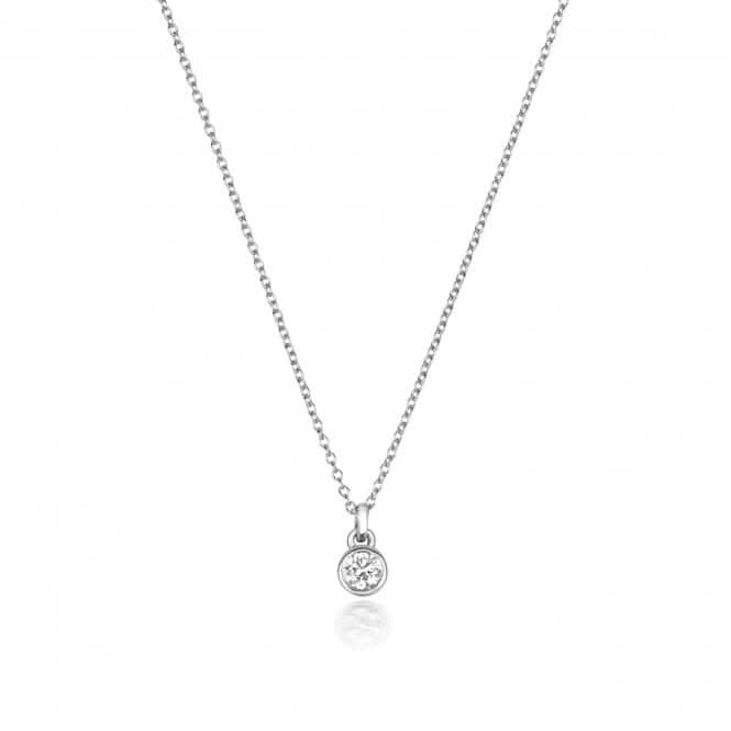 18ct White Gold Diamond Rubover Necklace NDQ152WDiamond JewelleryNDQ152W