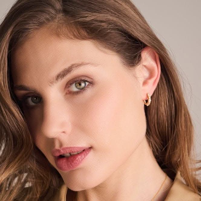 18k Gold Plated Ellera Ovale Medio Earrings SJ-E2412-CZ-YG