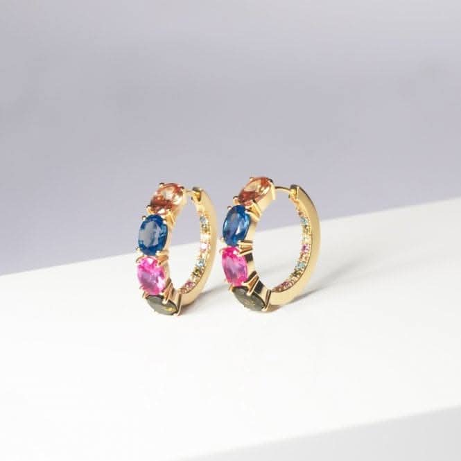 18k Gold Plated Ellisse Creolo Earrings SJ-E2315-XCZ-YG