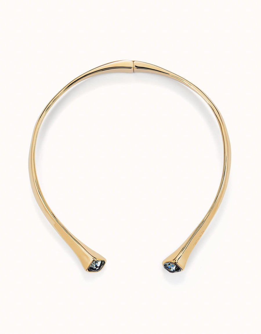 18k Gold Plated Faceted Crystal Black Necklace COL1953NGRORO