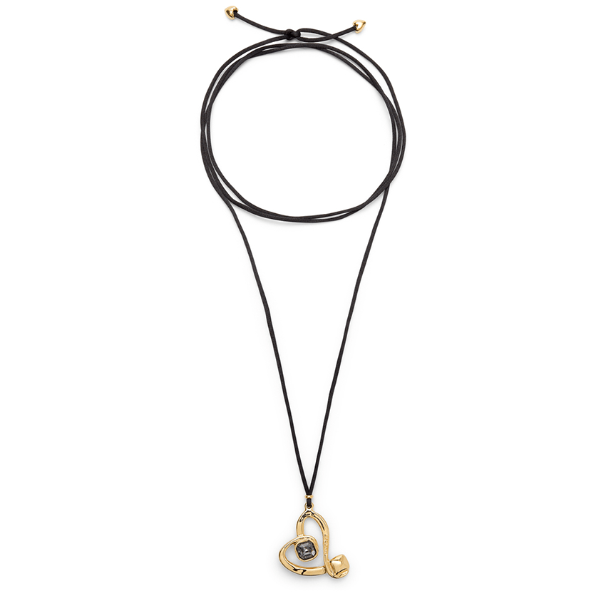 18k Gold Plated Ser Expresiva Black Necklace COL2012NGRORO0U