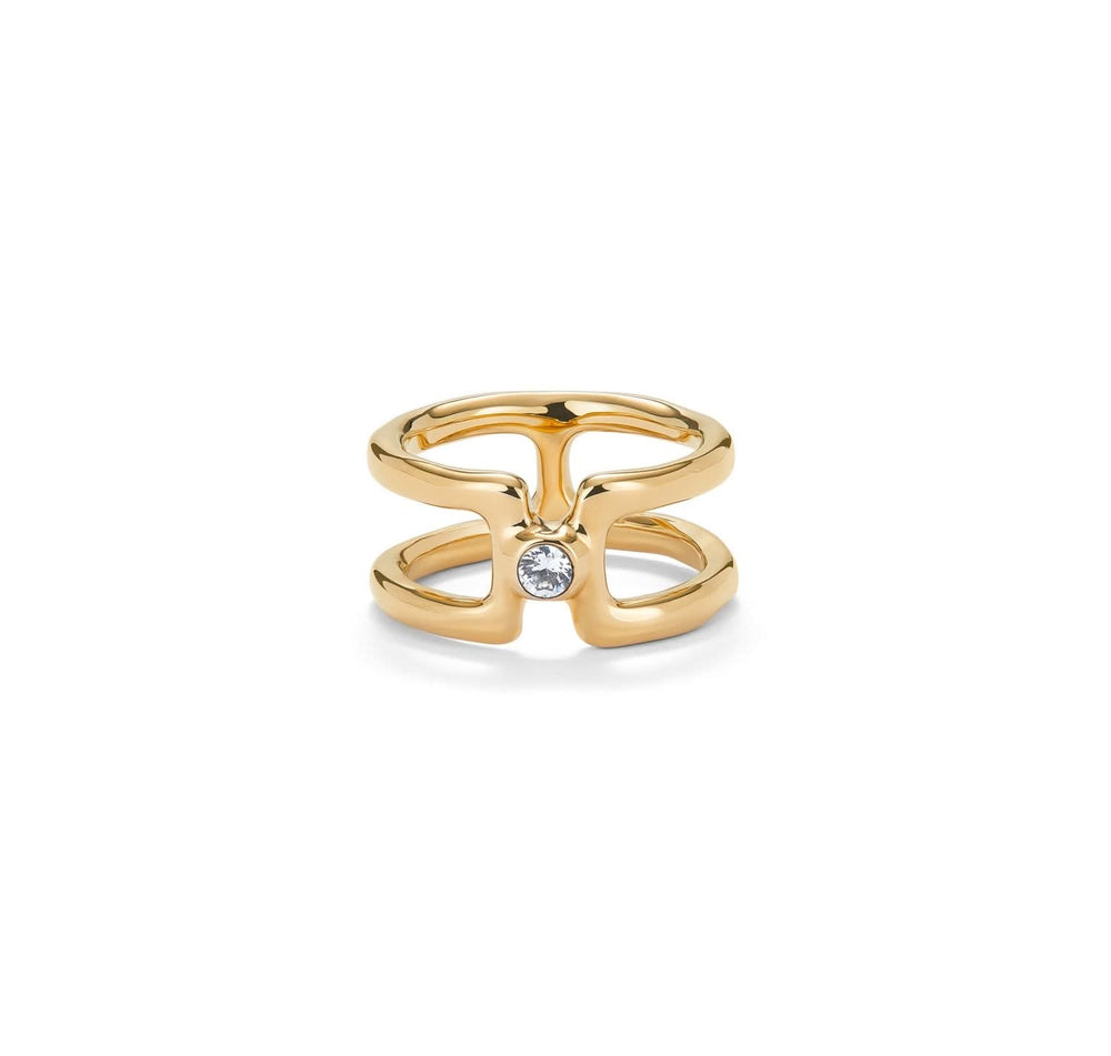 18k Gold Plated Ser Indomable White Ring ANI0816BLNORO